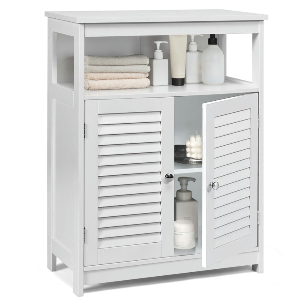 Finihen Bathroom Storage Cabinet, Bathroom Floor Cabinet, Wood Freestanding Bathroom Storage Cabinet with Double Shutter Door, for Bathroom, Living Room, Bedroom, Kitchen, White Finihen Bathroom Storage Cabinet, Bathroom Floor Cabinet, Wood Freestanding Bathroom Storage Cabinet with Double Shutter Door, for Bathroom, Living Room, Bedroom, Kitchen, White
