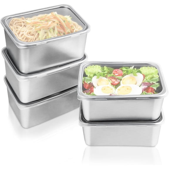 chalian 5Pcs Stainless Steel Food Containers with Lids, Reusable Container For Snacks, Food Storage Containers setsstorage box for Office