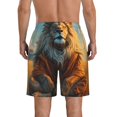 thumbnail image 3 of KLL Prairie Meditating Lion Men's Casual Summer Beach Shorts Hawaiian Shorts with Pockets-X-Large, 3 of 5