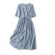 thumbnail image 1 of Vestido holgado de mujer, color liso, cuello en V y mangas de cinco puntas, cintura imperio, falda informal, para bodas en la playa, invitadas, uso diario., 1 of 4