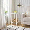 thumbnail image 4 of End Table, Small Side Table, Nightstand with 2-Layer Storage Shelves, Sofa Table for Small Spaces, Living Room, Bedroom, Stable Frame, Easy Assembly, White WW09BZ01, 4 of 9