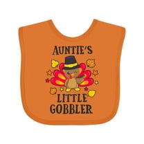 Inktastic Auntie's Little Gobbler with Turkey and Leaves Boys or Girls Baby Bib