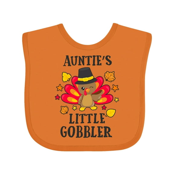 Inktastic Auntie's Little Gobbler with Turkey and Leaves Boys or Girls Baby Bib