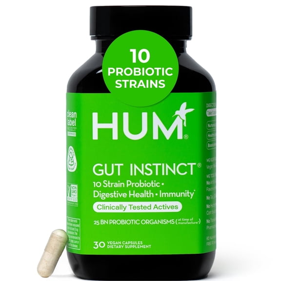 HUM Gut Instinct Daily Probiotics for Digestive & Immune Health, 30ct