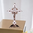 thumbnail image 2 of Crucifix and Stand Figurine Christian Tabletop Metal Sculptures for Chapel Home Decor Religious Gifts Collectible , White, 2 of 9