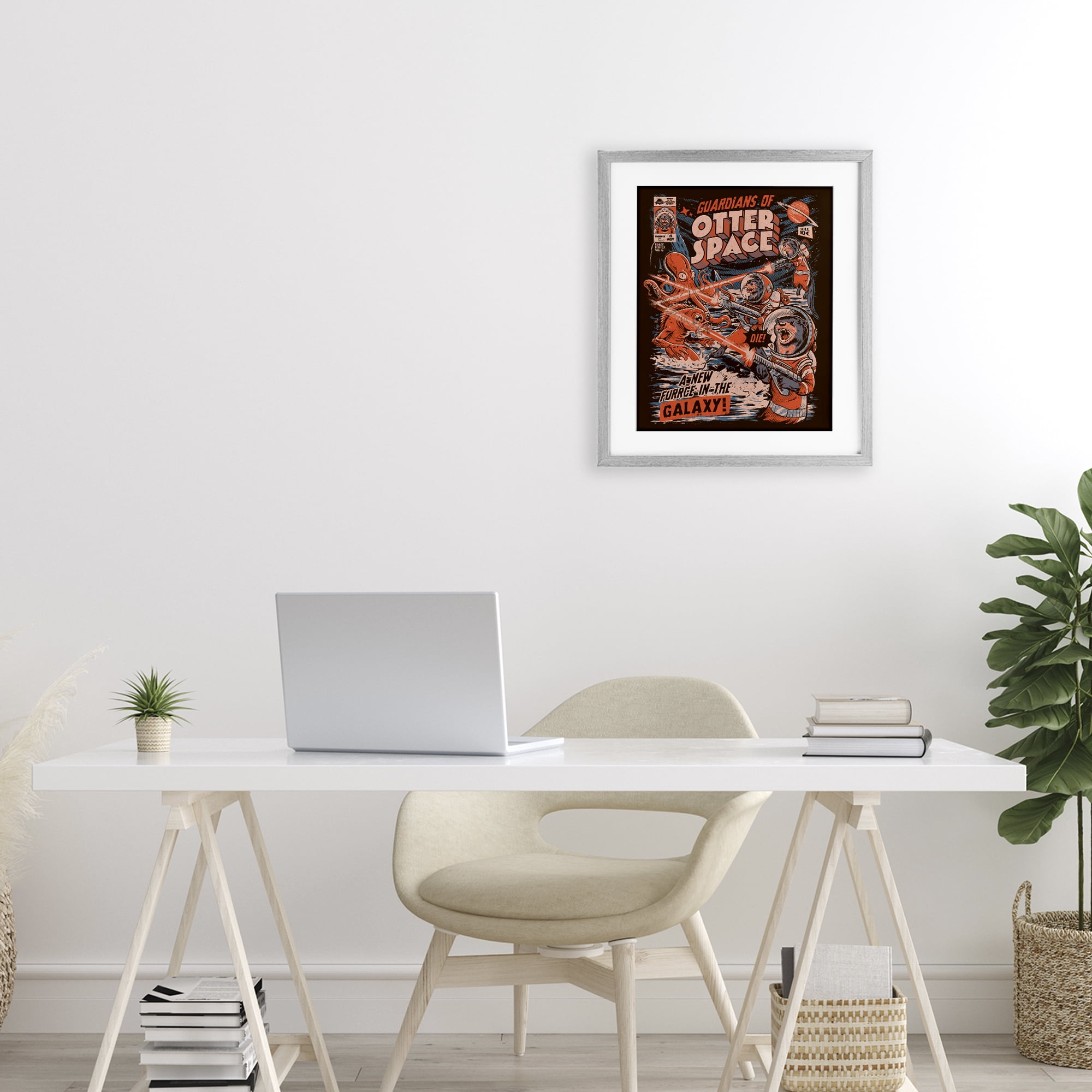 Stupell Industries Guardians Of Otter Space Retro Gray Framed Print Under Glass, design by EduEly Designs