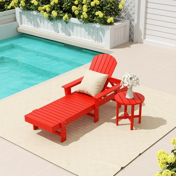 WestinTrends Dylan 2 Piece Adirondack Reclining Chaise Lounge With Arms, Red