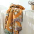 thumbnail image 5 of Toalla de sofá con borlas estilo lenguaje de flores de gasa de algodón, funda de sofá de doble cara para cuatro estaciones, manta de sofá, toalla, 5 of 5
