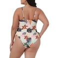 thumbnail image 3 of Agnes Orinda Women's Plus Size One Piece Swimsuit Adjustable Spaghetti Straps Floral Tropical Pattern Swimwear Beach Bathing Suits  1X Pink, 3 of 6