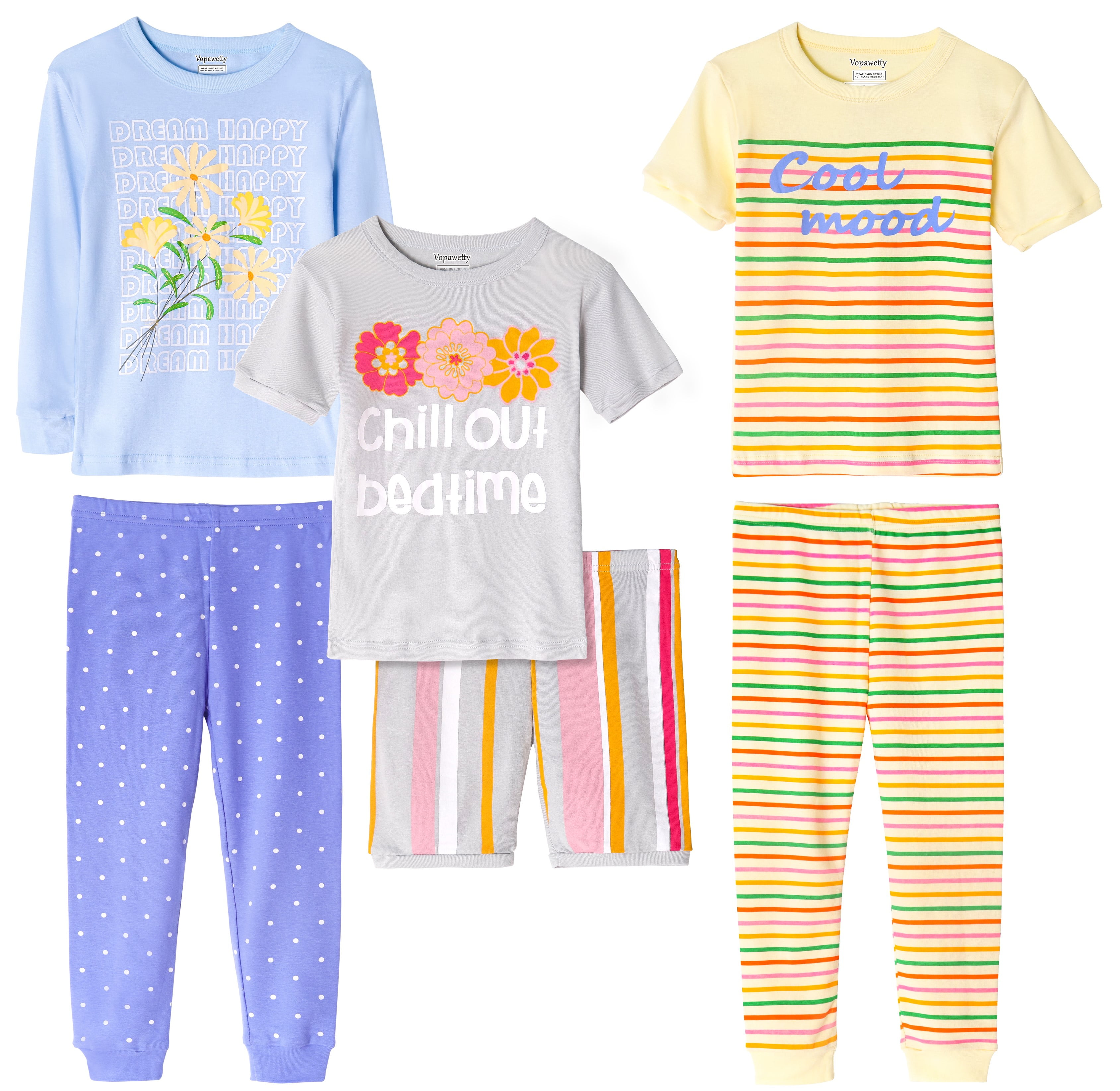Girls Short sleeve pajamas set Ice cream Elephant pattern Breathable sleepwear 