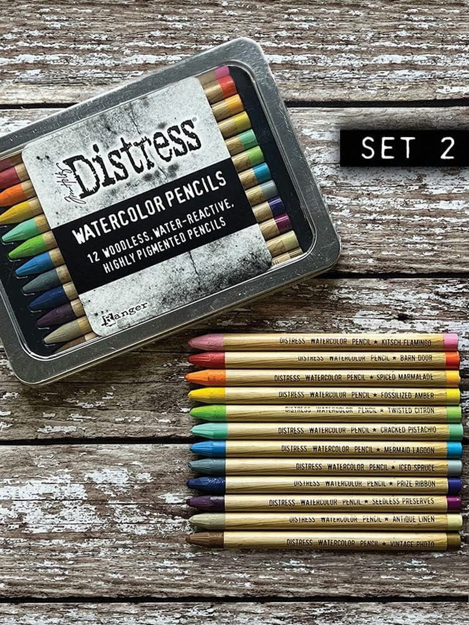 Ranger Ink Tim Holtz Distress Watercolor Pencil Bundle Set 1, 2, & 3 – 36 Count | Set-1 (TDH76308), Set-2 (TDH76315), Set-3 (TDH76643) | Premium Water-Reactive Pigments in a Variety of Vibrant Colors