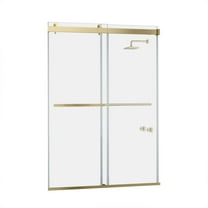 Vinnova Design Spezia 64" W x 76" H Double Sliding Frameless Shower Door in Brushed Gold