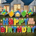 thumbnail image 1 of ComboJoy Cartel de Jardín de Feliz Cumpleaños de 16 Piezas con Luces LED, 1 of 8