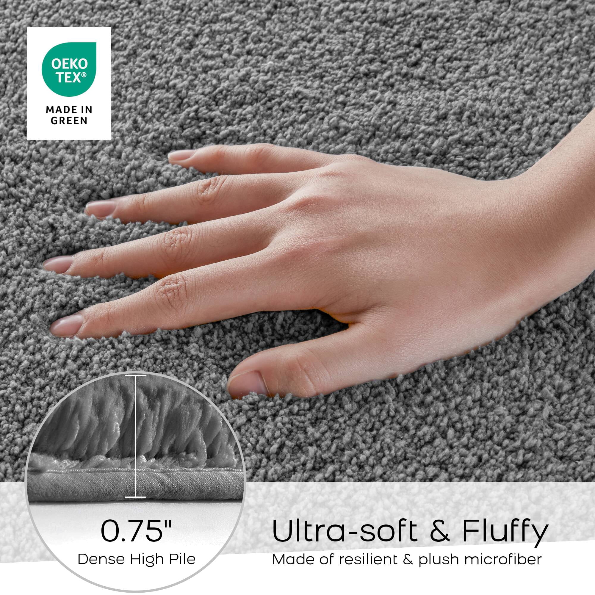 24x72" Marshmallow Bath Rug Runner 100% Polyester Ultra Soft Plush High Pile Quick Dry Absorbent Non-Slip Latex Backing Machine Washable Bathroom Rug