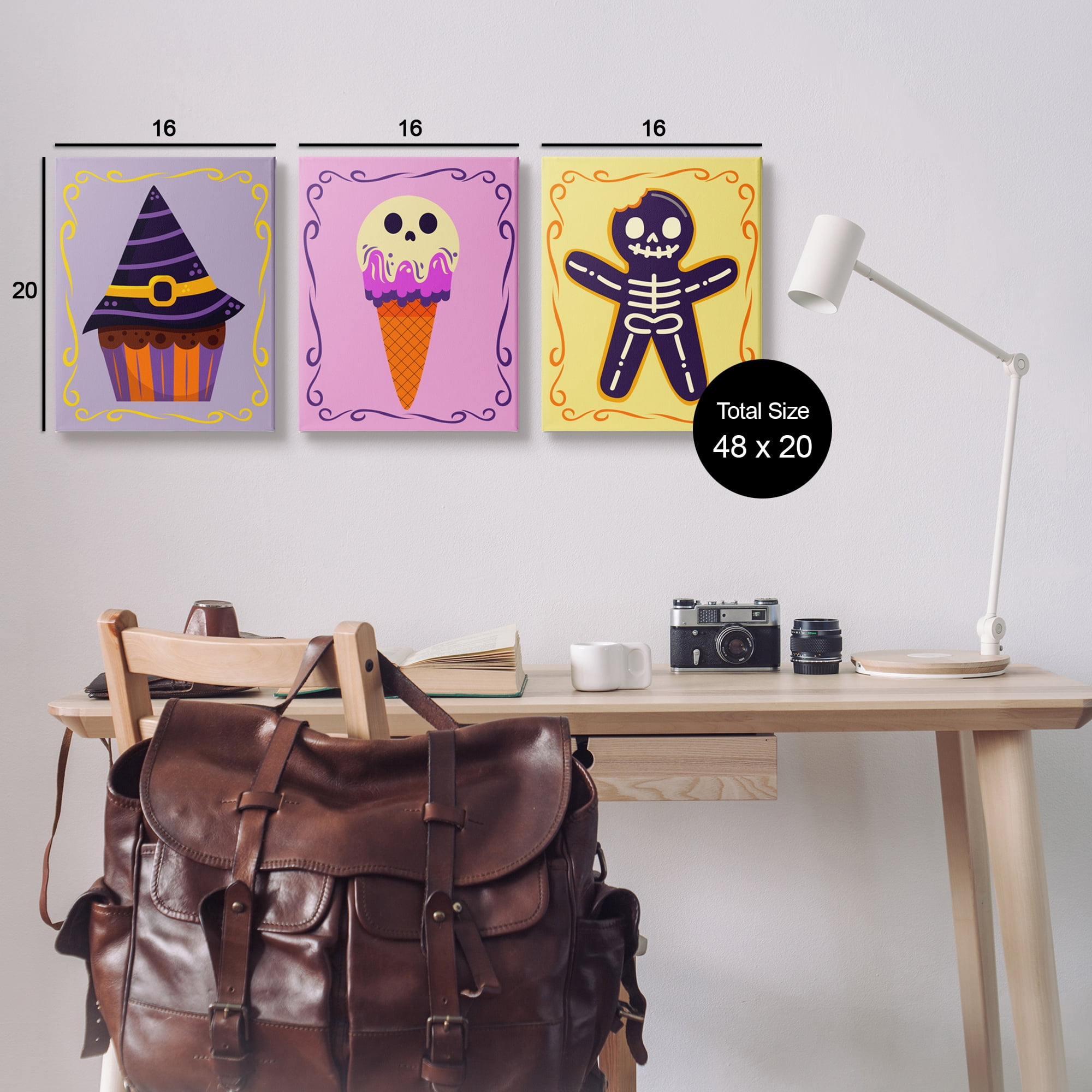 Stupell Industries Varied Halloween Desserts Holiday Painting Gallery Wrapped Canvas Print Wall Art, 16 x 20, Set of 3