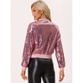 thumbnail image 4 of Chaqueta de Bombardero de Lentejuelas Allegra K Para Mujer Rosas M, 4 of 6