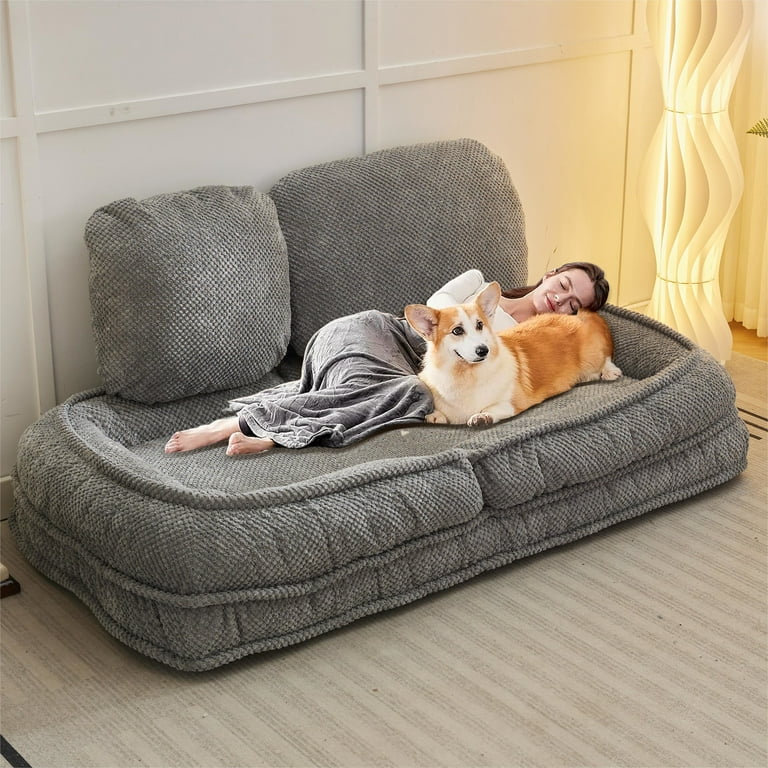 Aukfa Fold Lazy Sofa Bed,Floor Chair Small Couch with Adjustable