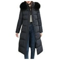 thumbnail image 2 of Uootdi Winter Clothing for Women Winter Warm Long Puffer Jacket with Hood Lightweight Quilted Full Zip Long Sleeve Padded Coat with Pockets Gift, 2 of 5