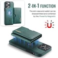 thumbnail image 3 of Magnetic Detachable Wallet Case For iPhone 12 Pro Max, 2-in-1 Folio Back Flip Kickstand Cover with RFID Blocking Credit Card Slots & Cash Bag, Shockproof TPU Bumper Phone Case, Green, 3 of 11
