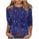 thumbnail image 1 of Camisas de manga 3/4 para mujer Camisetas gráficas con estampado lindo Blusas Casual Tallas grandes Tops básicos Jersey azul marino / M, 1 of 6