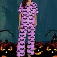thumbnail image 4 of THDHVS Pajamas for Women Set,Womens Pajama Sets,Women's Pajama Sets Short Sleeve Button Down Halloween Print Sleepwear Nightwear Soft Pjs Lounge Sets Purple M, 4 of 6