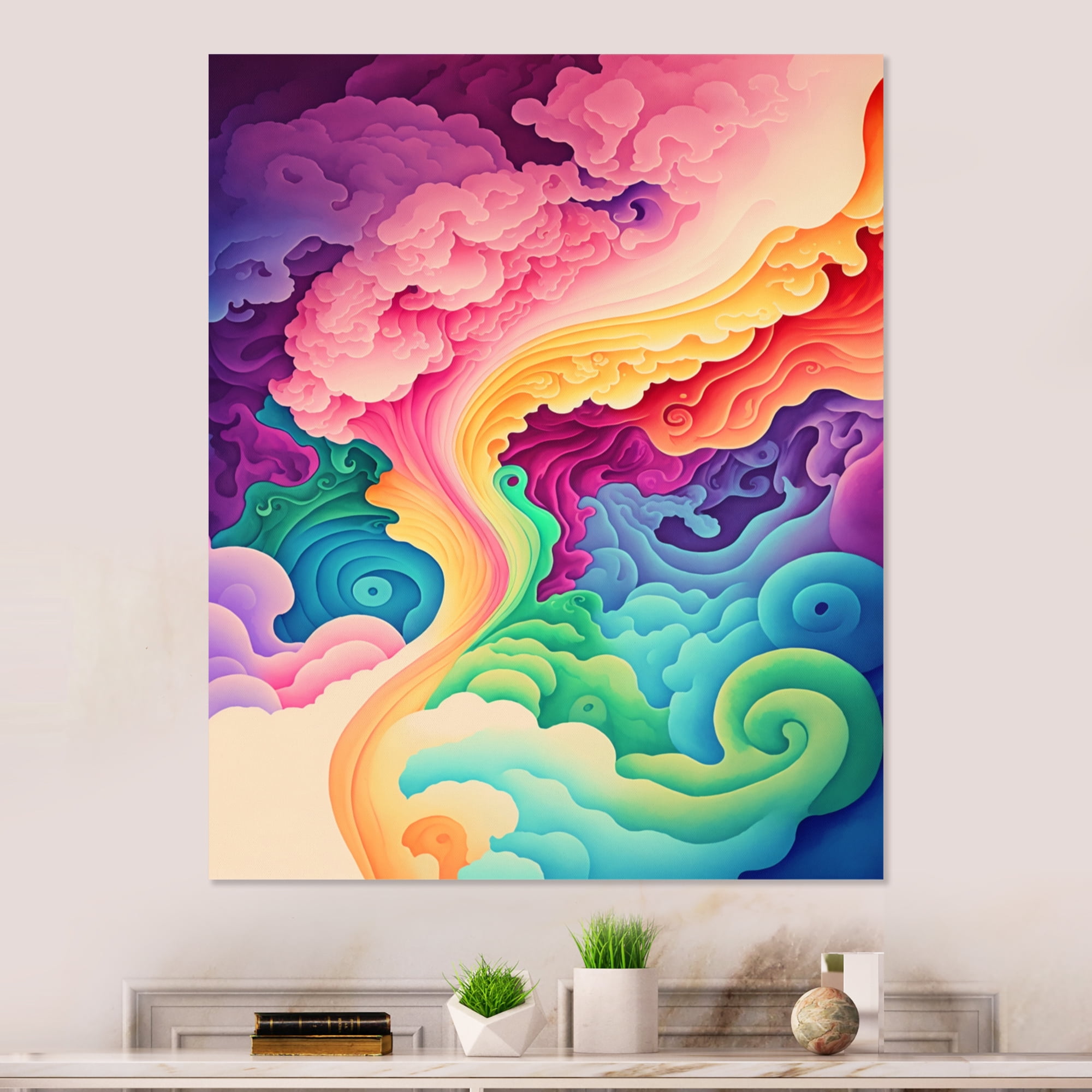 Designart Multicolor Swirly Clouds III Canvas Wall Art