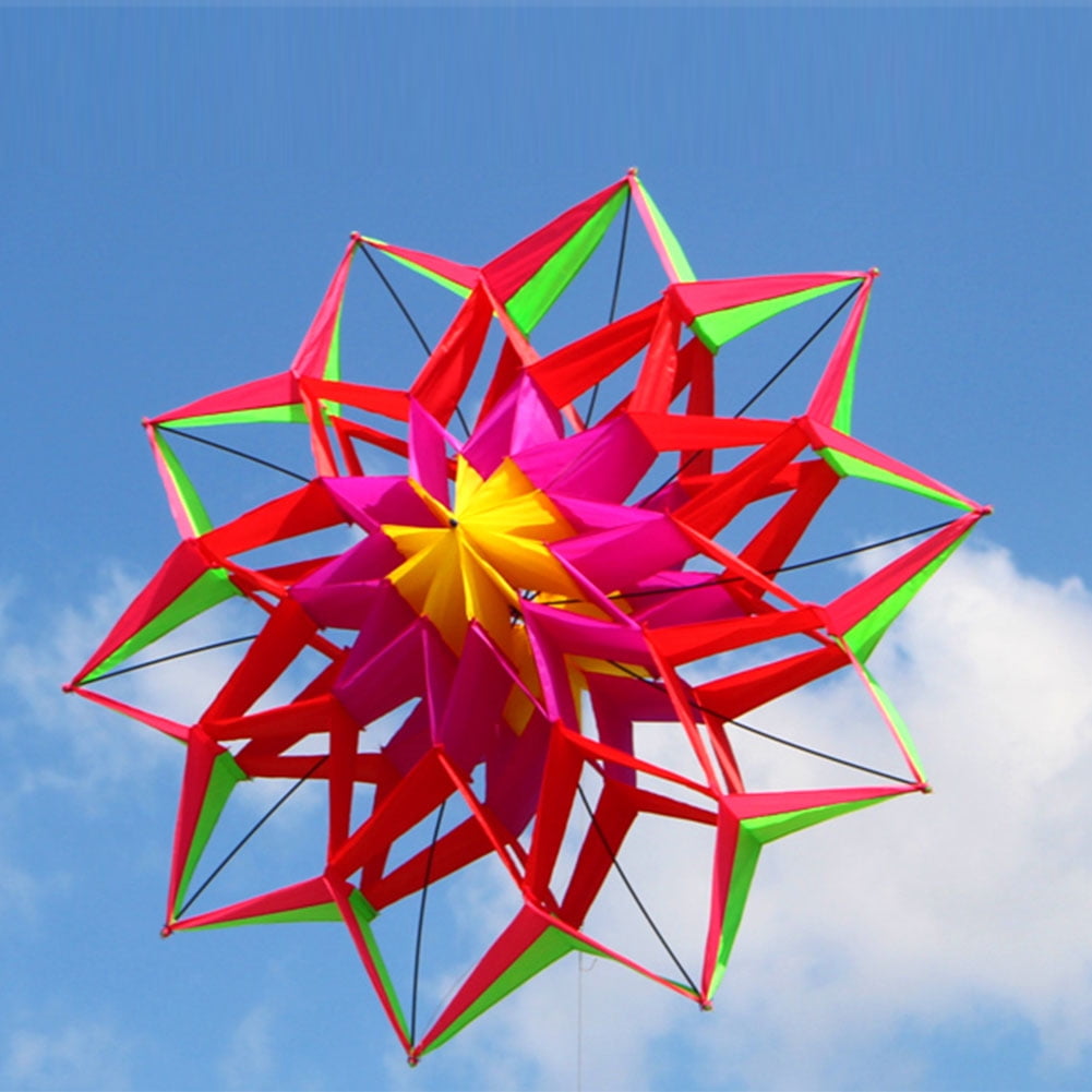 3D Rainbow Colorful Flower Kite Single Line Outdoor Toy Flying for Kids 