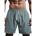 thumbnail image 2 of Men'S Quick Dry Elastic Waist Drawstring Loose Fit Athletic Gym Shorts Green M, 2 of 6