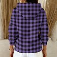 thumbnail image 6 of Women's Fashion Casual Plaid Print Pullover Long-Sleeve Hooded Sweatshirt, Trendy Fall Winter Fashion with Soft Fabric and Comfortable Fit for Casual Outings,Purple,XL, 6 of 6