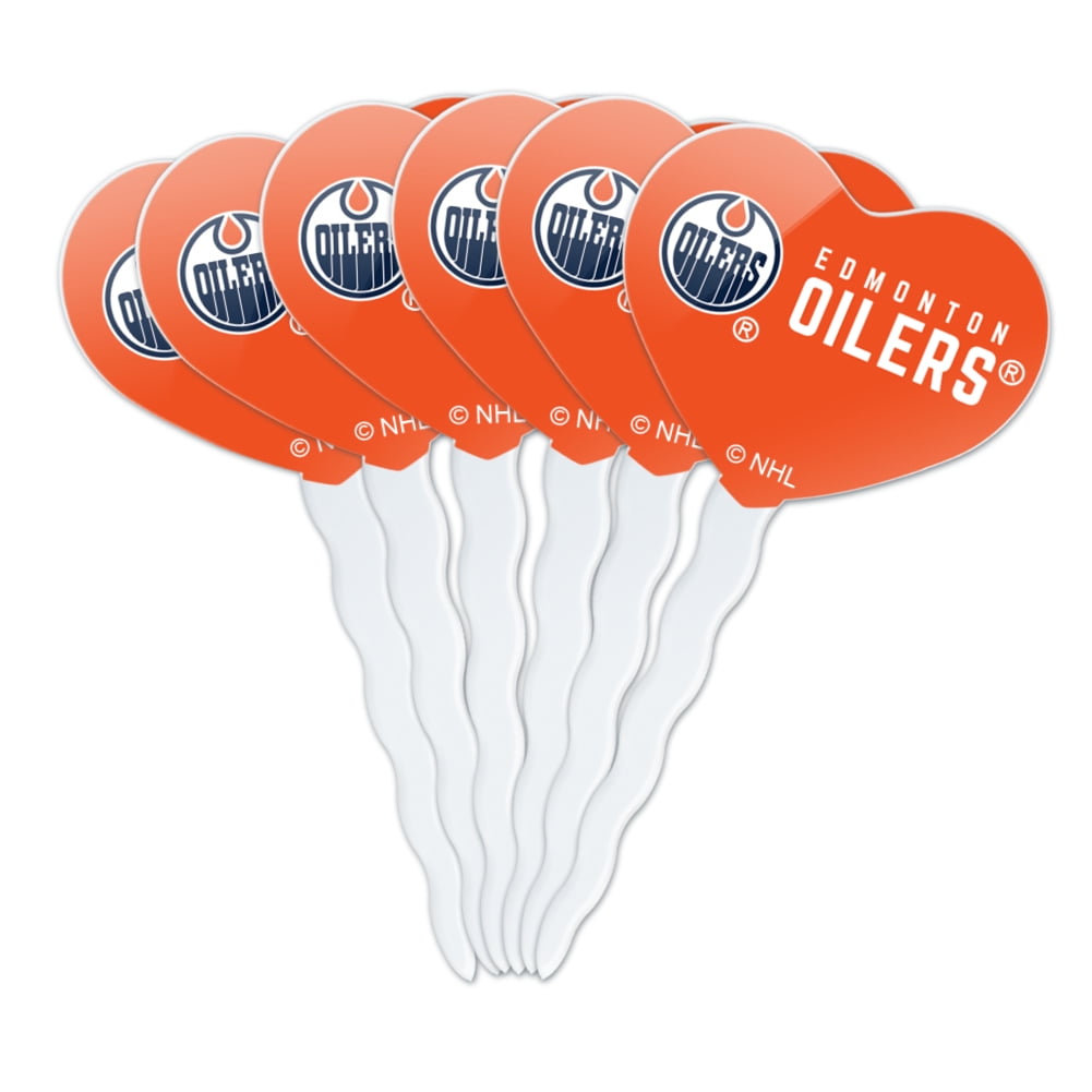NHL Edmonton Oilers Logo Heart Love Cupcake Picks Toppers Decoration