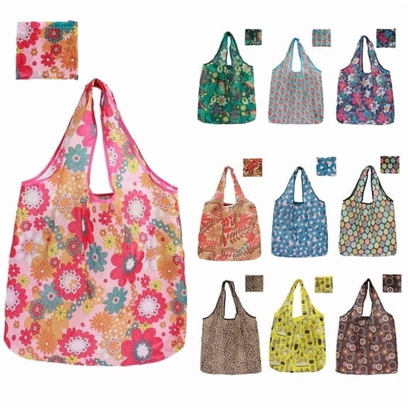 FKSZLL 10 Pack Large Capacity Shopping Bags, Reusable and Foldable Grocery Bags with Handle, Washable Tote Bags Eco-Friendly, for Outdoor Travel Food Groceries Storage