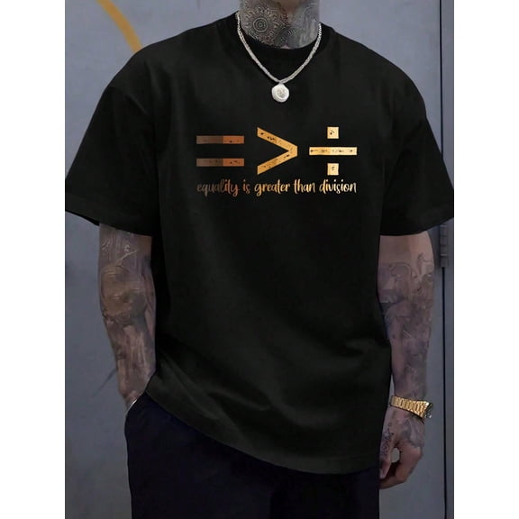 Equality Is Greater Than Division Black History T-Shirt - 100% Cotton Summer Clothes For Men, Perfect For Daily Wear, Hiking, And Travel