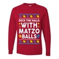 thumbnail image 2 of Wild Bobby Deck The Halls With Matzo Balls Hanukkah Sweater | Holiday Unisex Men Long Sleeve Shirt, 2 of 5