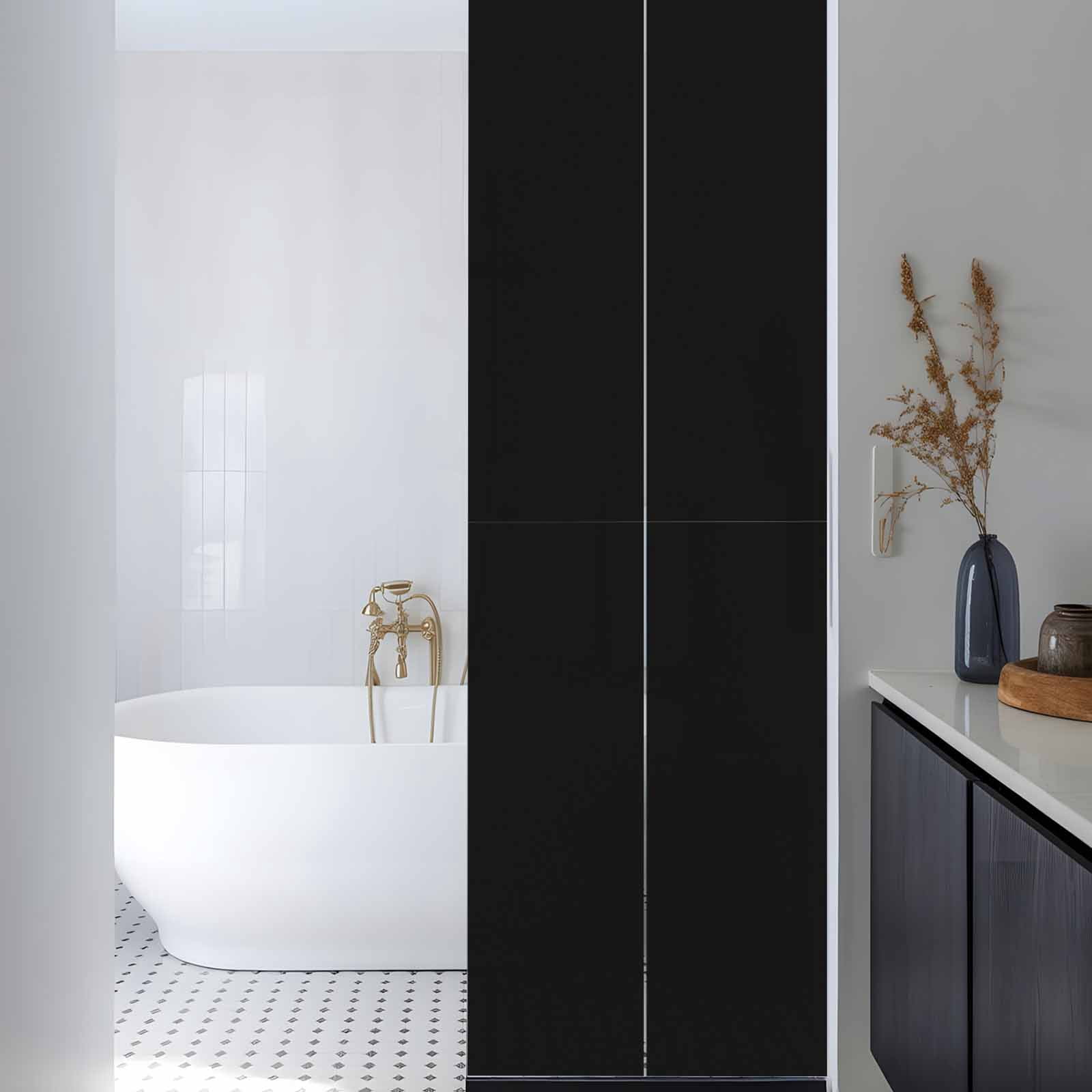 Solid Color Window Privacy Film Black Decorative Glass Window Film UV Blocking Static Cling Non-Adhesive Sticker Covering for Home Door 29.5 x 118 inches