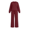 thumbnail image 6 of Lmueinov Women's 2 Piece V-Neck Pullover Sweatshirts Drawstring Wide Leg Pants Lounge Set Soft Fleece Long Sleeve Tops Workout Office Sweatsuit, 6 of 7
