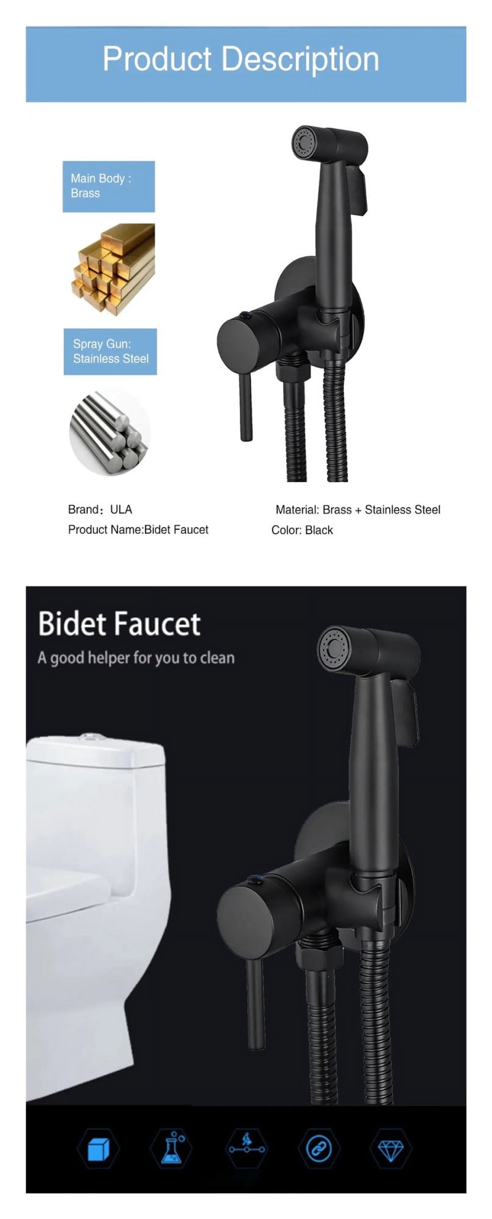Brass Bidet Faucet Sprayer Black Portable Toilet Bidet Faucet, Hot Cold Water Bathroom Mixer Valve Hygienic Shower ,Leakproof Design