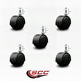 thumbnail image 2 of 2 Inch Black Metal Hood Twin Wheel Caster Nylon Wheels 3/8 Thread Stem Set of 5, 2 of 2