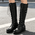 thumbnail image 6 of Fashion Boots, Womens Ankle Boots, Premium Fashion Boots with Side Zipper and Lace Up, Low Heel Round Toe Dress Boots for Work Party Wedding, Elegant Fall Winter Footwear, Comfortable Walking Boots, 6 of 6
