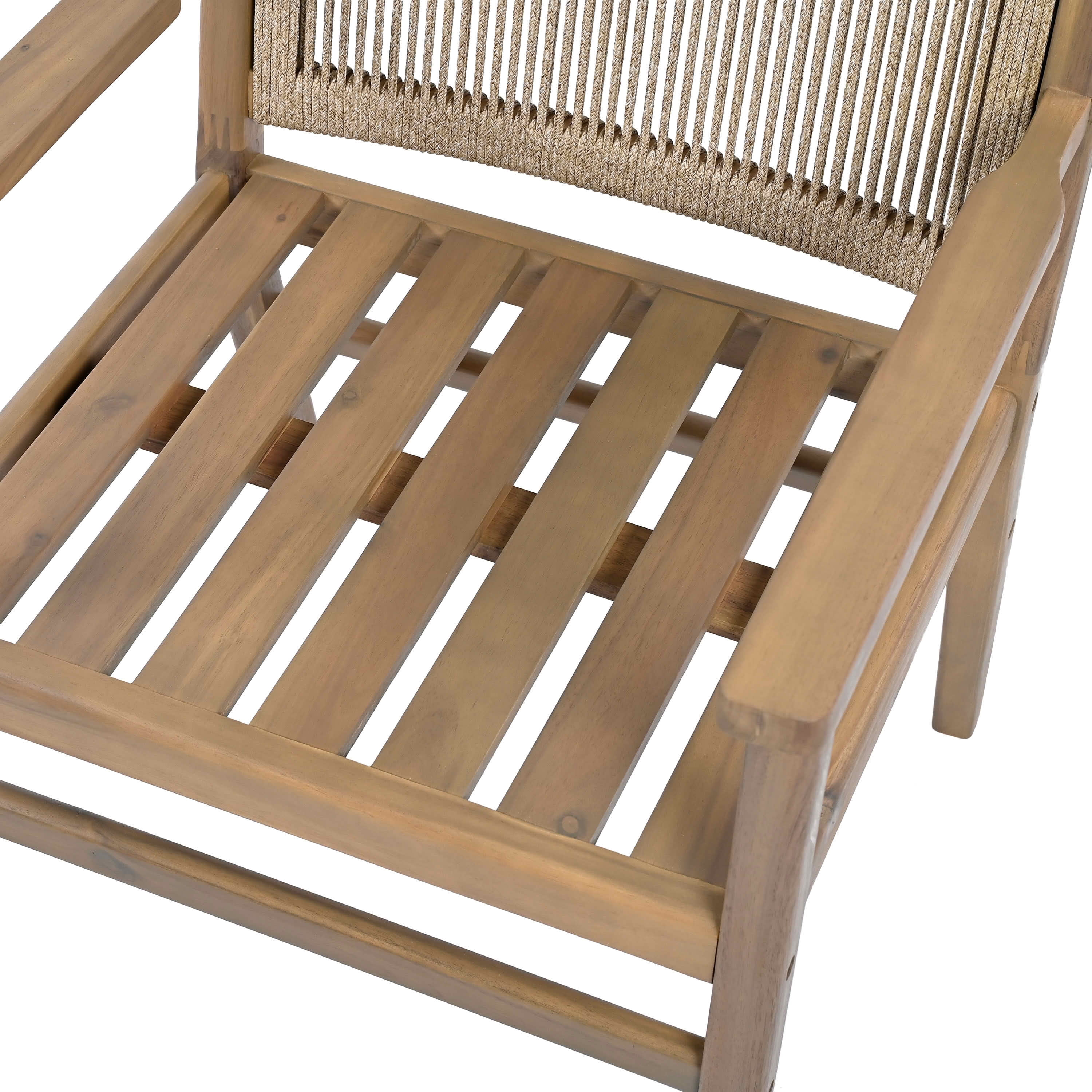 MAYEERTY Set of 2 Patio Vintage Rattan Solid Wood Dining Chairs with Waterproof Cushions