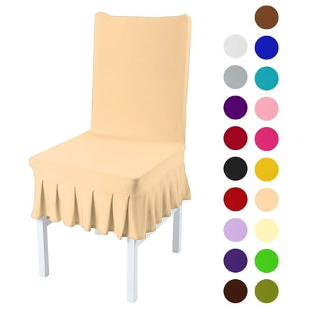 - Stretchy Spandex Ruffled Skirt Short Dining Room Chair Covers Washable Removable Seats Protector Slipcovers