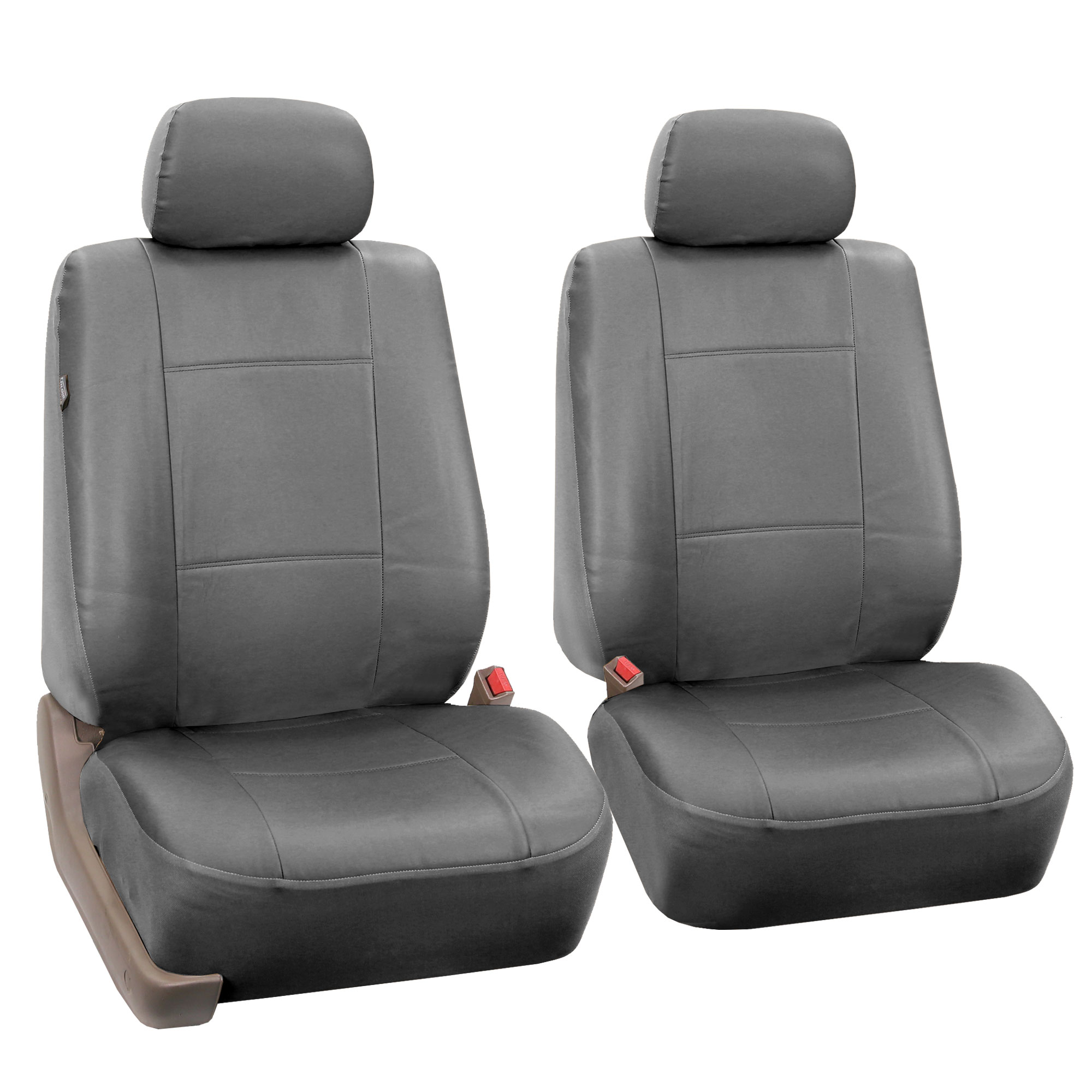 FH Group Faux Leather Airbag Compatible and Split Bench Car Seat Covers, Full Set, Gray - image 2 of 4