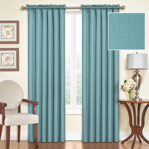 Eclipse Samara Solid Color Blackout Rod Pocket Single Curtain Panel Sea Glass 42 X 63 Walmart Com