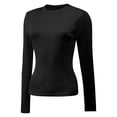 thumbnail image 2 of Womens Shirts Long Sleeve Crew Neck Ruched Stretch Basic Fitted Tee Shirts Tops, 2 of 5