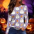 thumbnail image 2 of Garbnen Halloween Long Sleeve Shirts for Women Funny Ghost Pumpkin Cat Women T Shirt Graphic Loose Fit Cute Holiday Women's Pullover XXL, 2 of 6