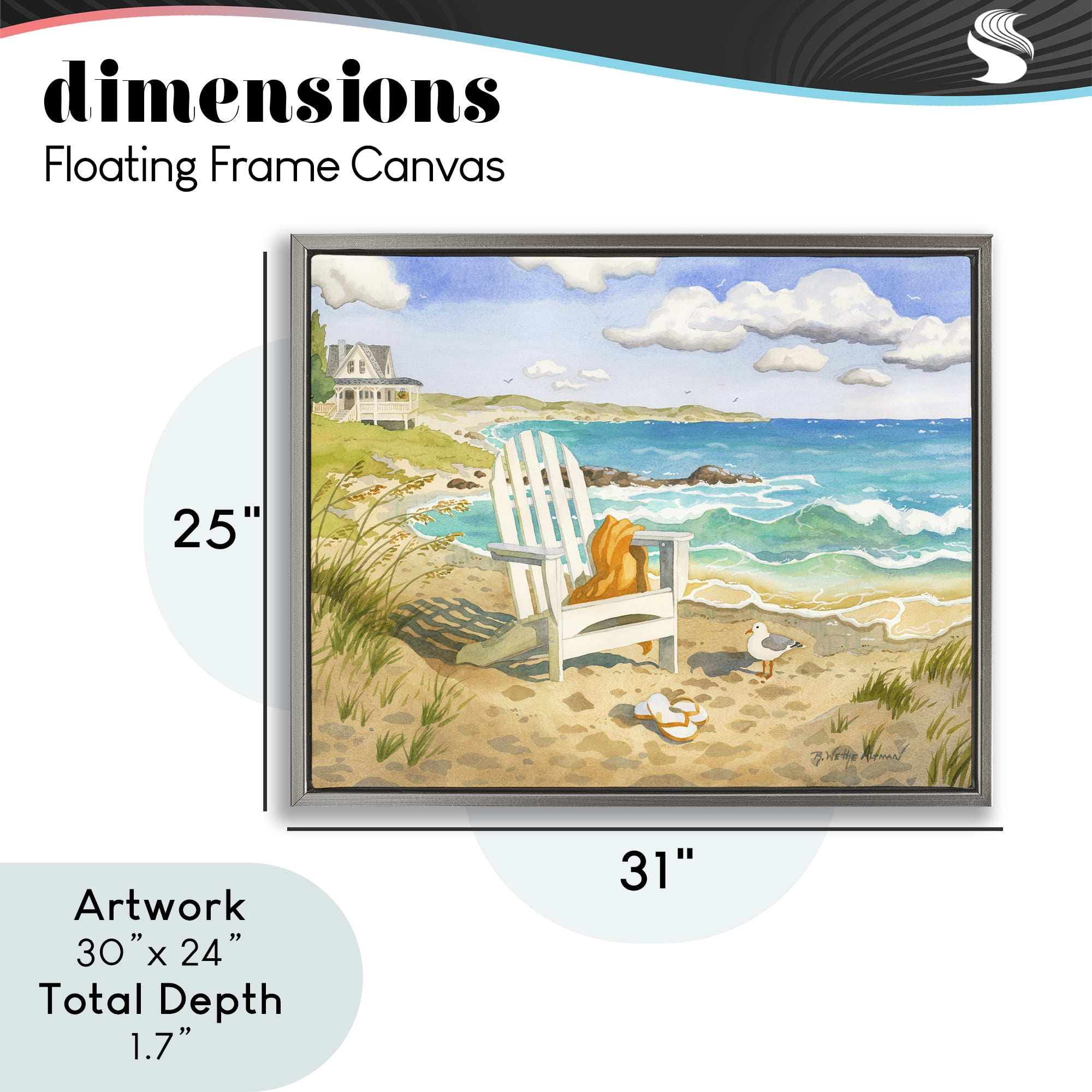 Stupell Industries Waiting For You by Beach Gray Framed Floater Canvas Wall Art, design by Robin Altman
