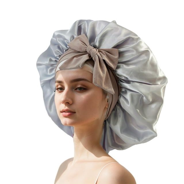 Sonducket Paño de imitación de seda, belleza, cuidado del cabello, versátil ayudante de vida, ala ancha, belleza, pañuelo para el cabello, Sombreros plateado
