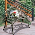 thumbnail image 2 of Patio Garden Bench Bronze Park Yard Furniture Cast Aluminum Rose Antique, 2 of 7