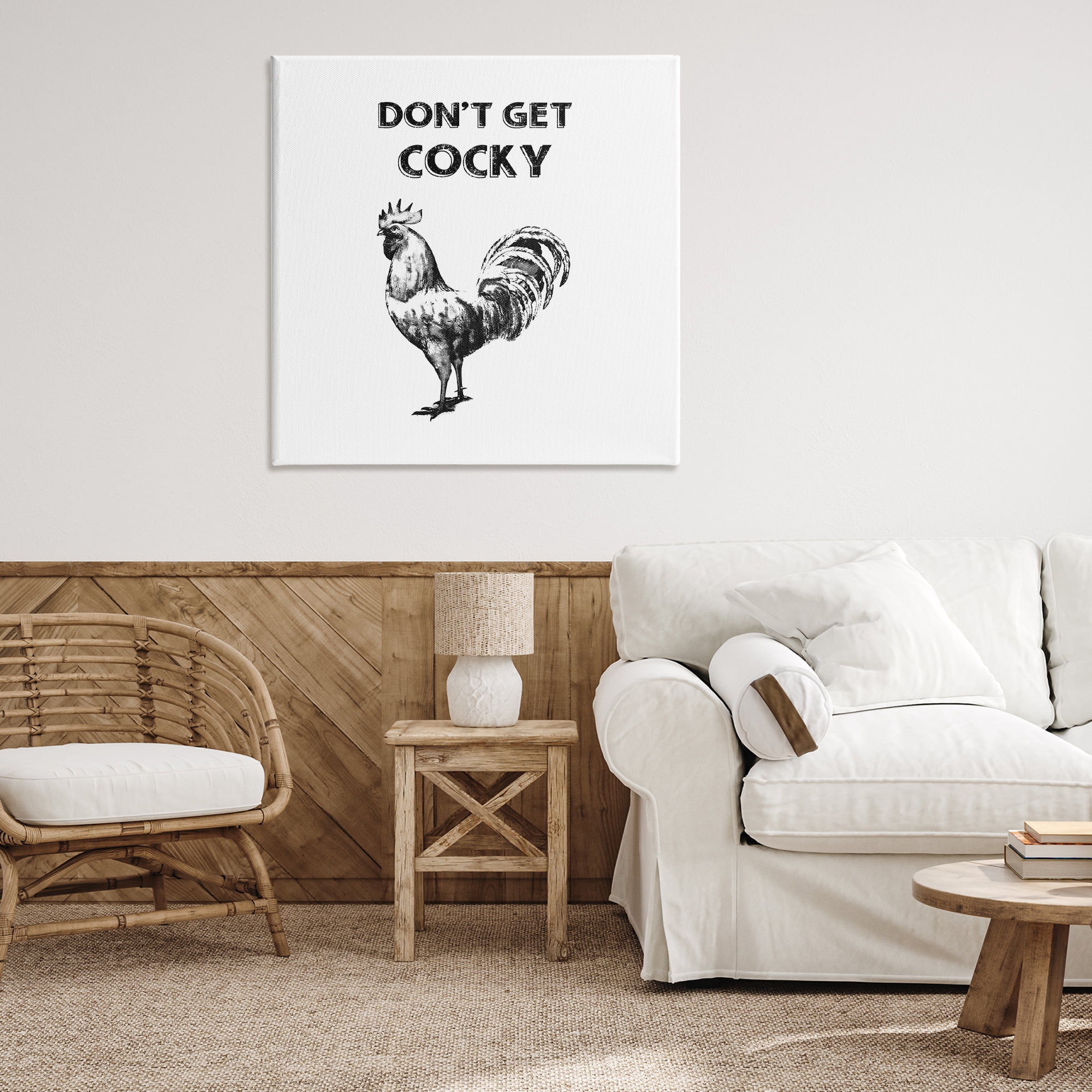 Stupell Industries Sassy Don't Get Cocky Animals Painting Wrapped Canvas Art Print Wall Art, 36 x 36