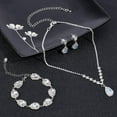 thumbnail image 7 of Rhinestone Jewelry Set 1 Pc Crystal Teardrop Pendant Necklace 1 Pc Silver Teardrop Shape Bracelet and 1 Pair Dangle Stud Earrings for Women Gift, 7 of 7