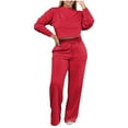 thumbnail image 2 of BXINGOHAI Womens 2 Piece Sweatsuit Outfits Long Sleeve Athletic Uniforms High Waist Jogger Pants Lounge Sets Fall Savings Red,XXL, 2 of 6